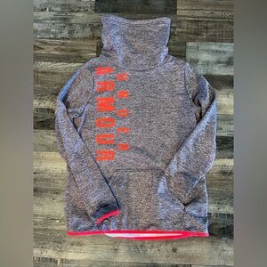 Under Armour Marled Gray cowl neck with orange Accents